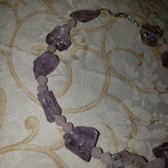 Handmade Purple Quartz Raw Rock Necklace! - Picture 3 of 9